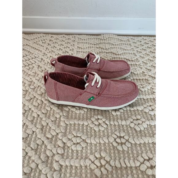 SANUK Men's Admiral TX Lace-Up Boat Shoes Red Size 9 - Picture 3 of 8